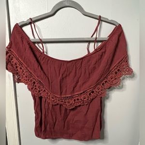 Burgundy Off the Shoulder Blouse from Charlotte Russe